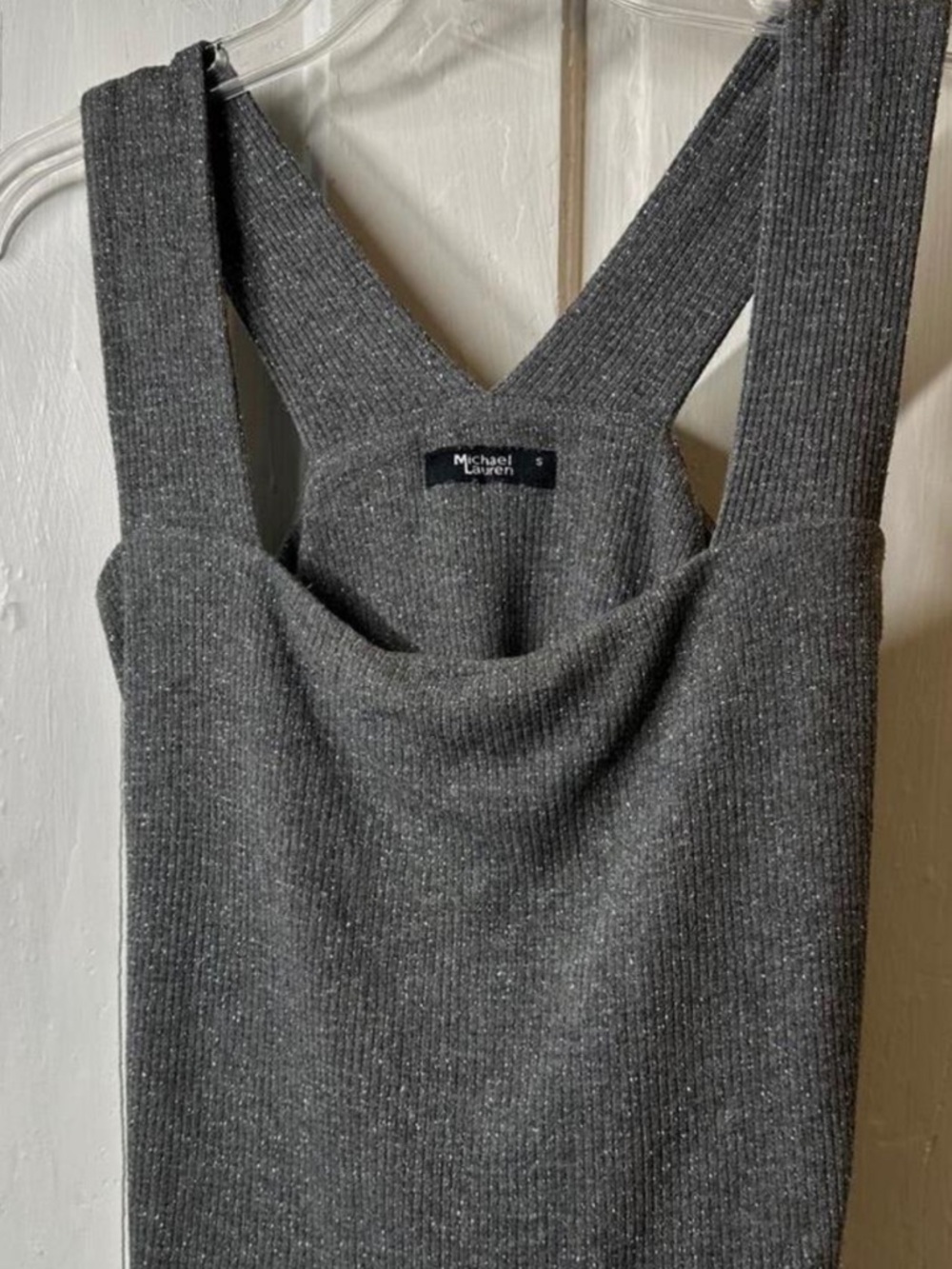 NWT Michael Lauren Charcoal Gray with Silver interwoven Marco tank Sz M